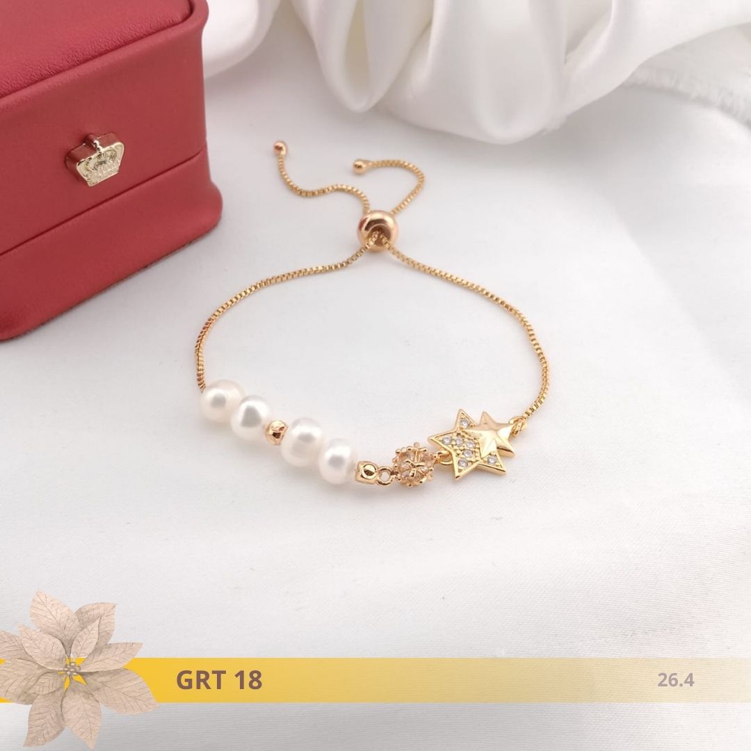 Gelang Mutiara Rangka Rhodium 18